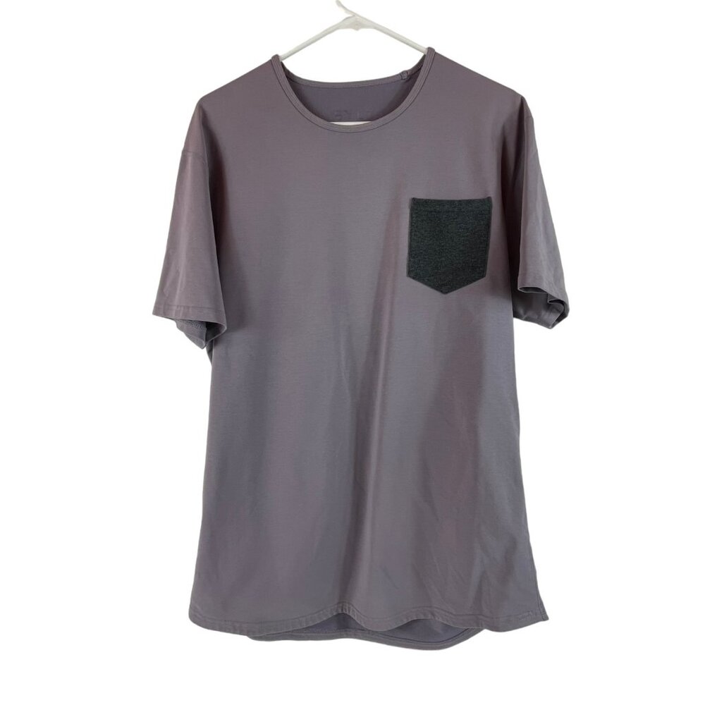 BYLT Drop Cut T Shirt Sz Large Mens Mauve Purple Gray Pocket